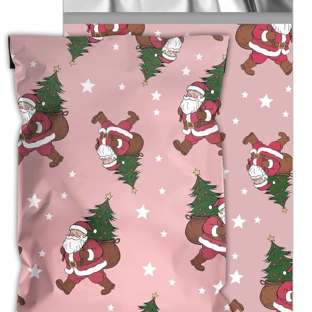 10 pcs Pink Santa Claus Poly Mailer